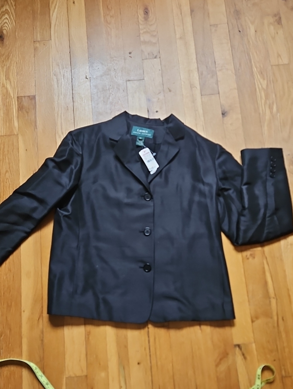 Lauren Ralph Lauren  Silk 3 Button Black Blazer, Size 12